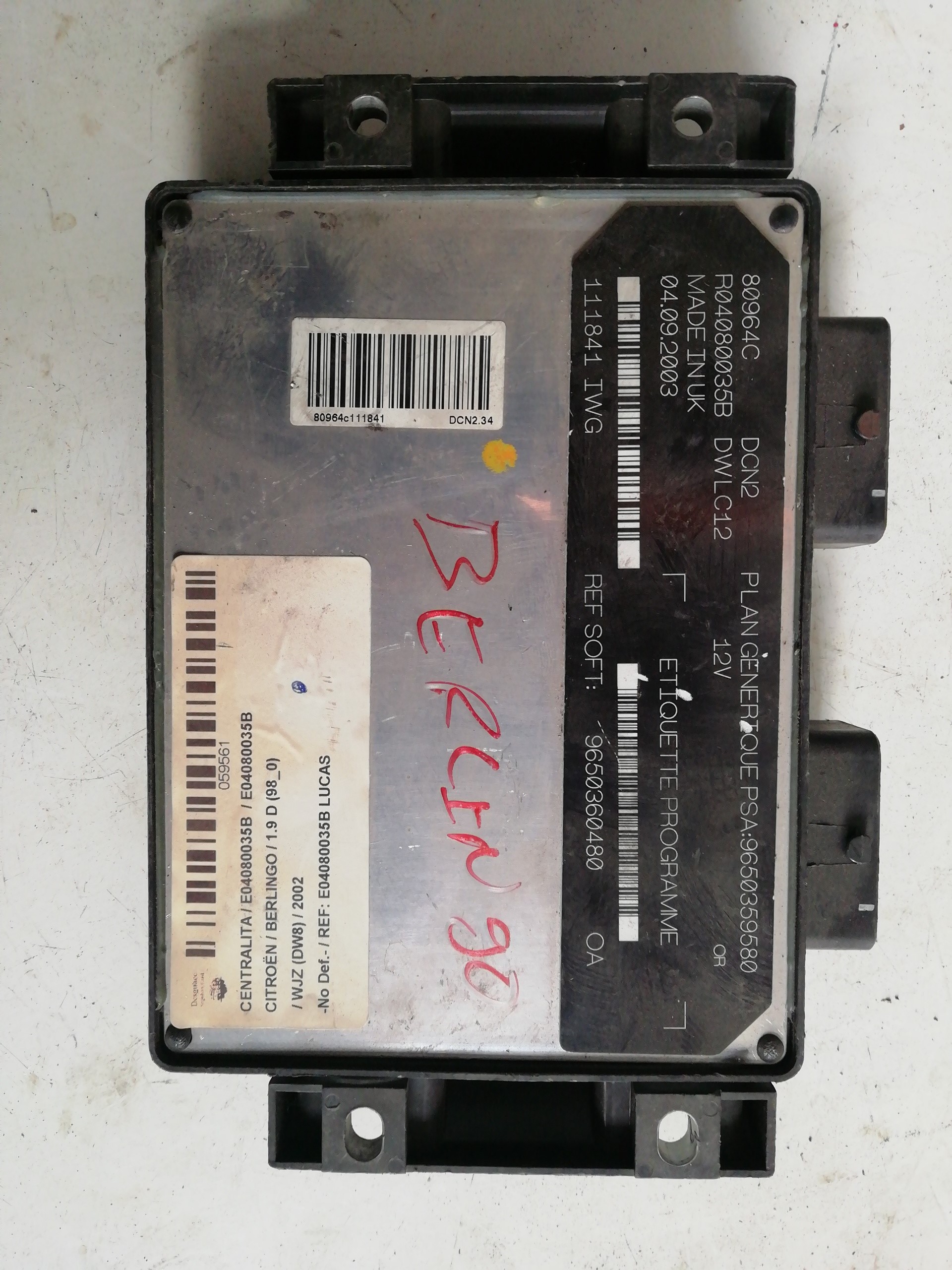 Engine control unit ECU CITROEN BERLINGO STATION WAGON