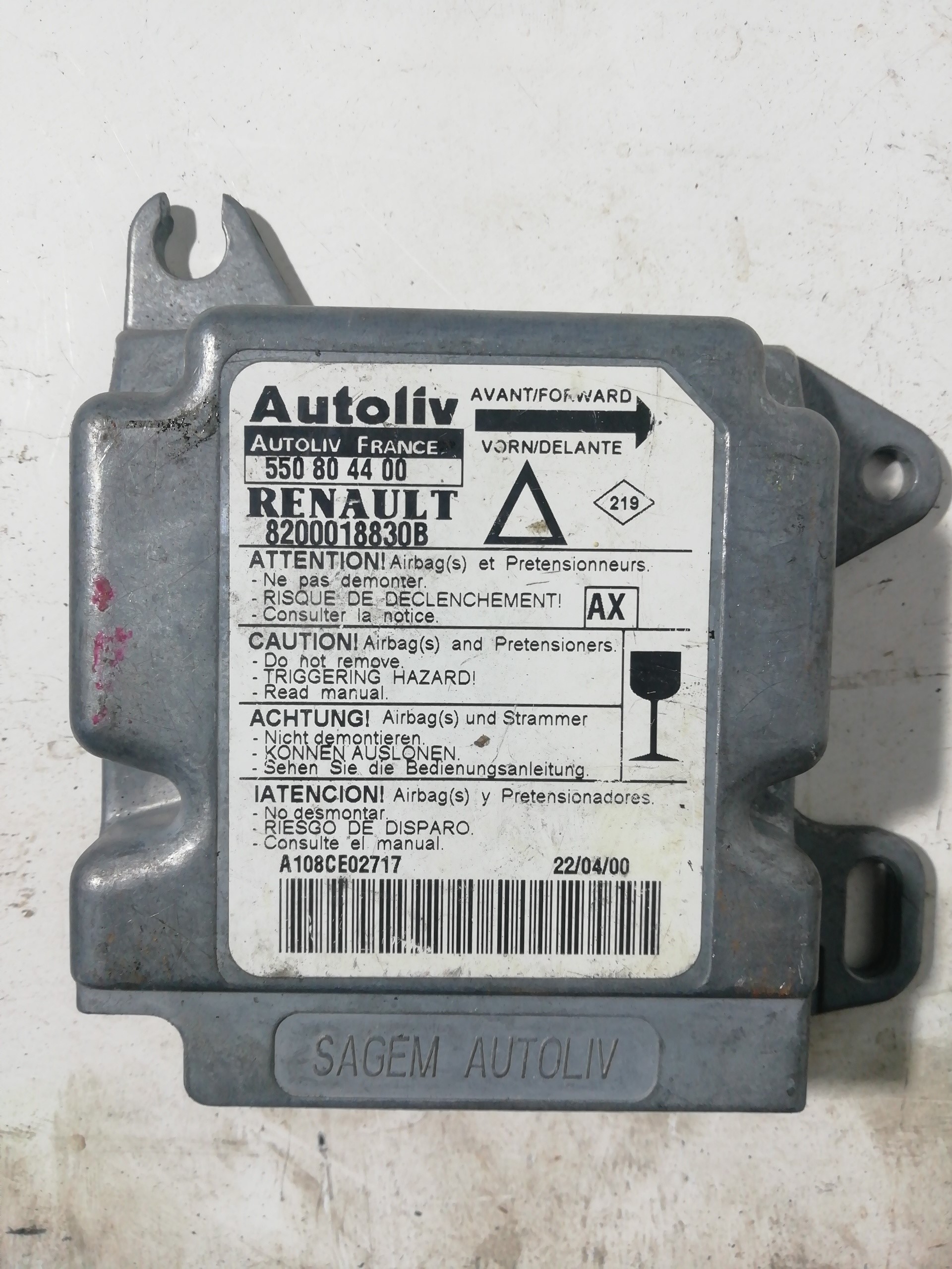 Central do airbag RENAULT LAGUNA (B56)