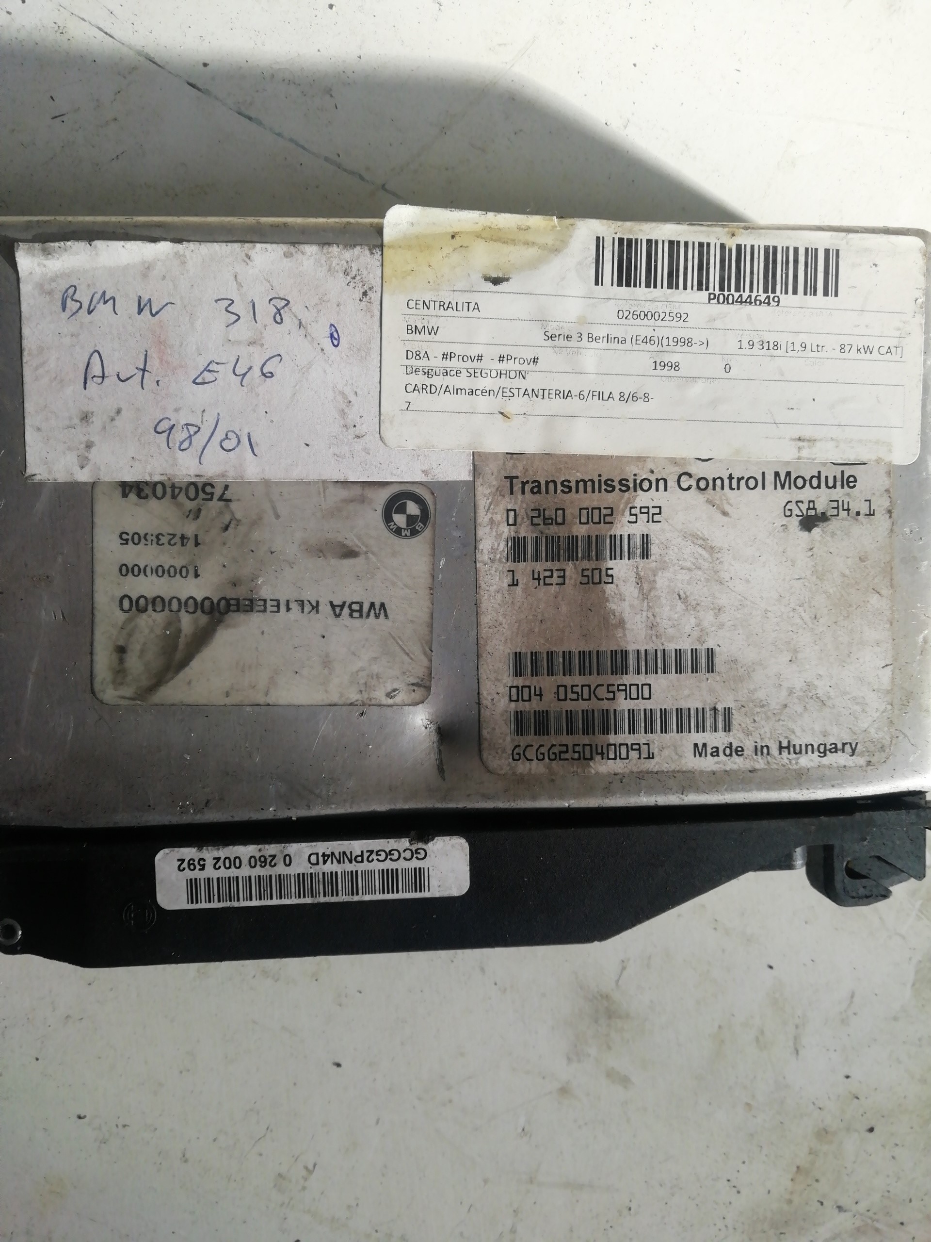 Engine control unit ECU BMW SERIE 3 BERLINA (E30)