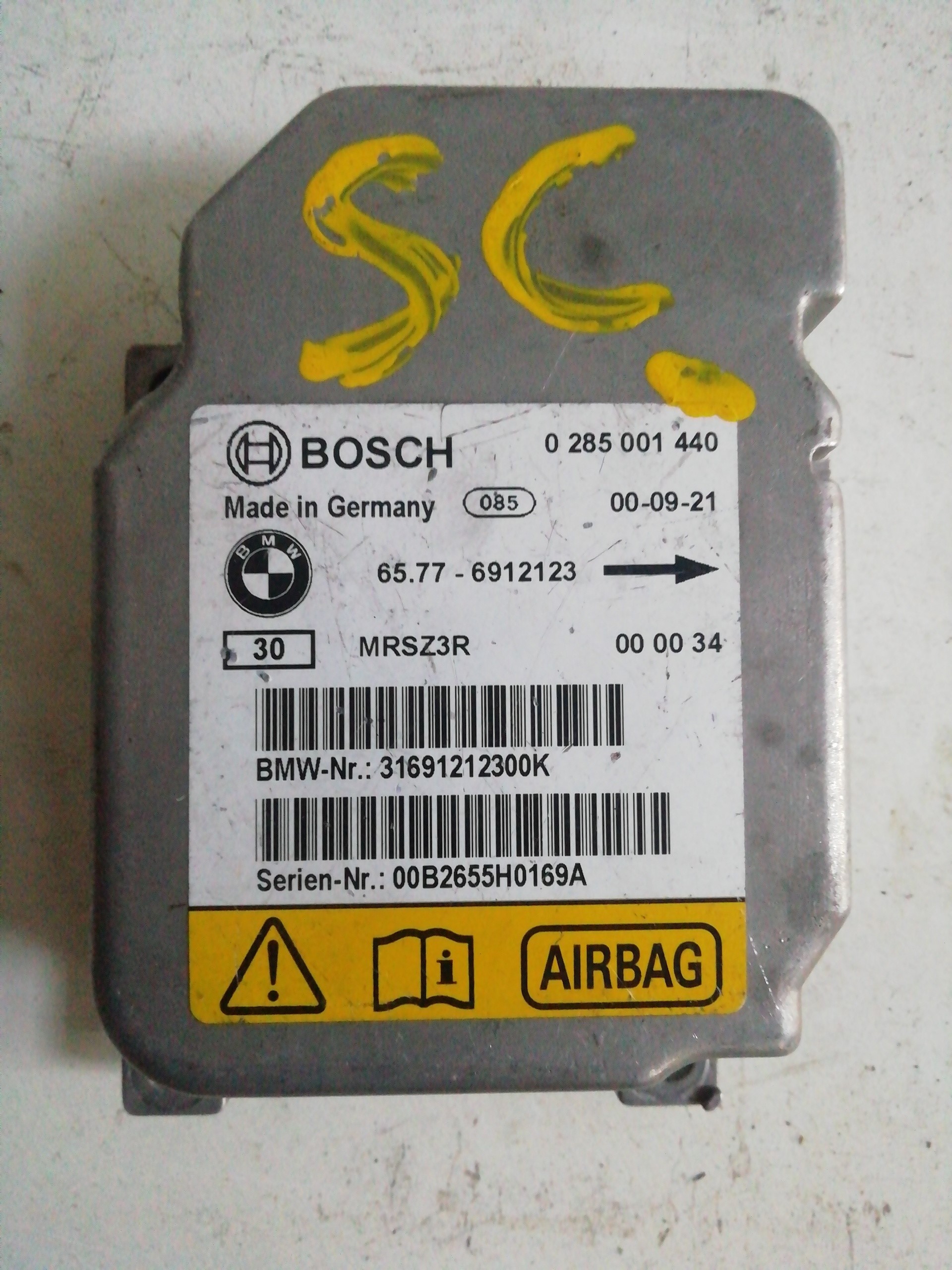 Calculateur airbag BMW SERIE 3 BERLINA (E30)
