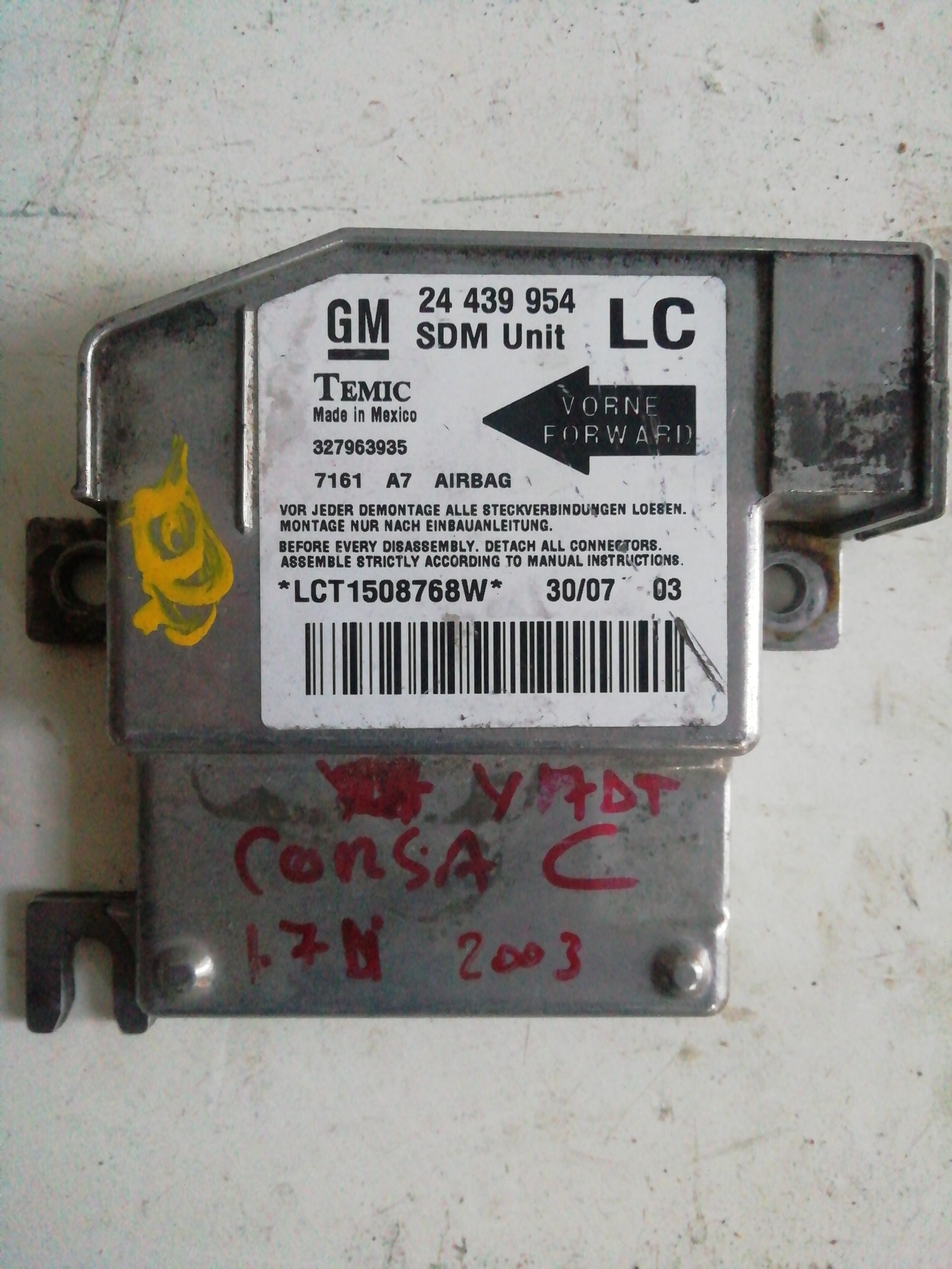 Central do airbag OPEL COMBO (CORSA B)
