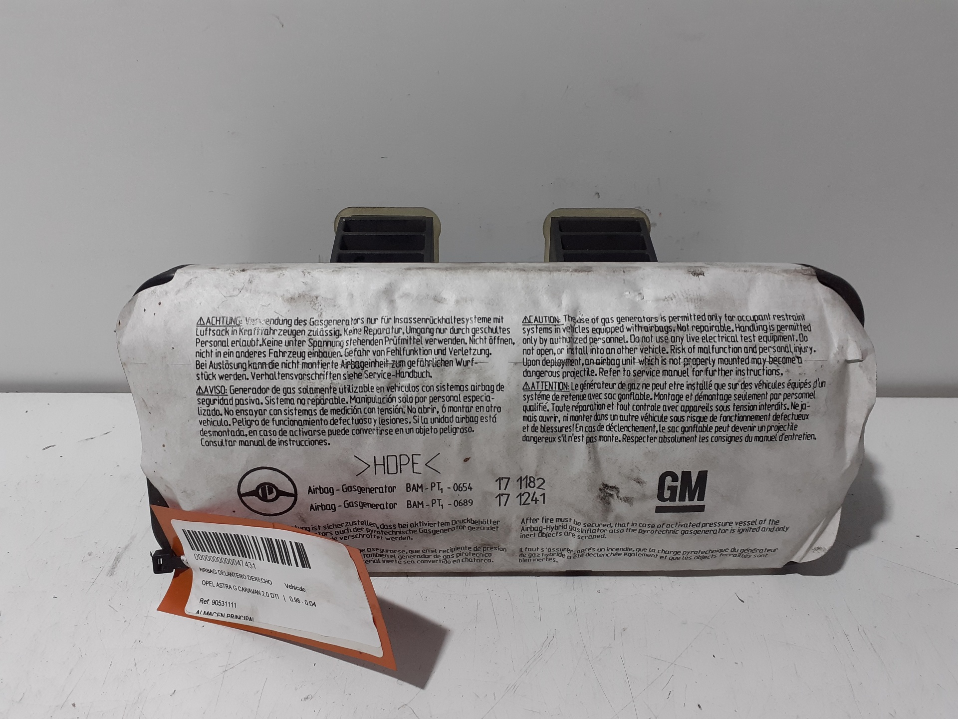 Front Right Airbag OPEL ASTRA G BERLINA