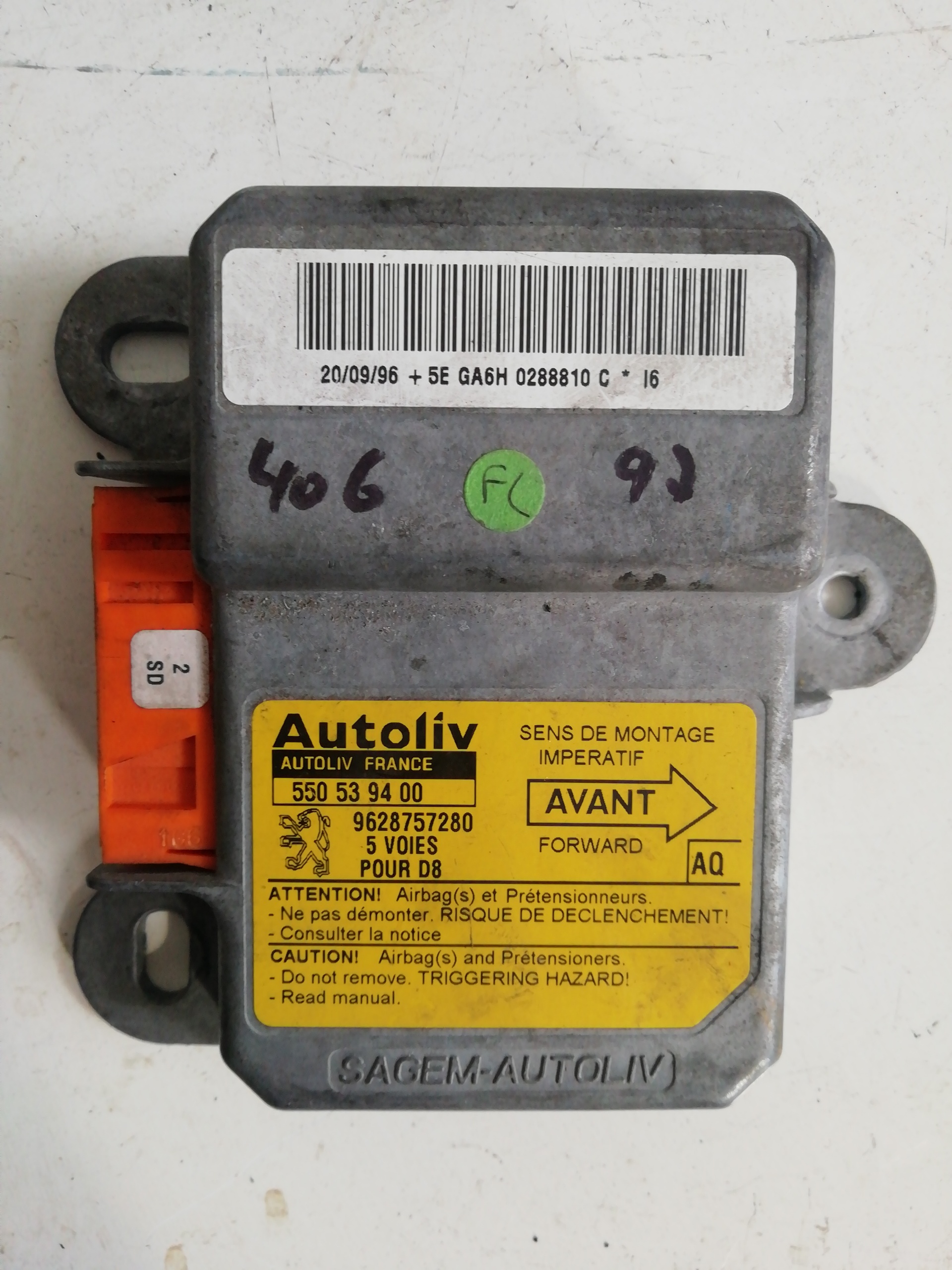 Airbag Steuergerät PEUGEOT 406 BERLINA (S1/S2)